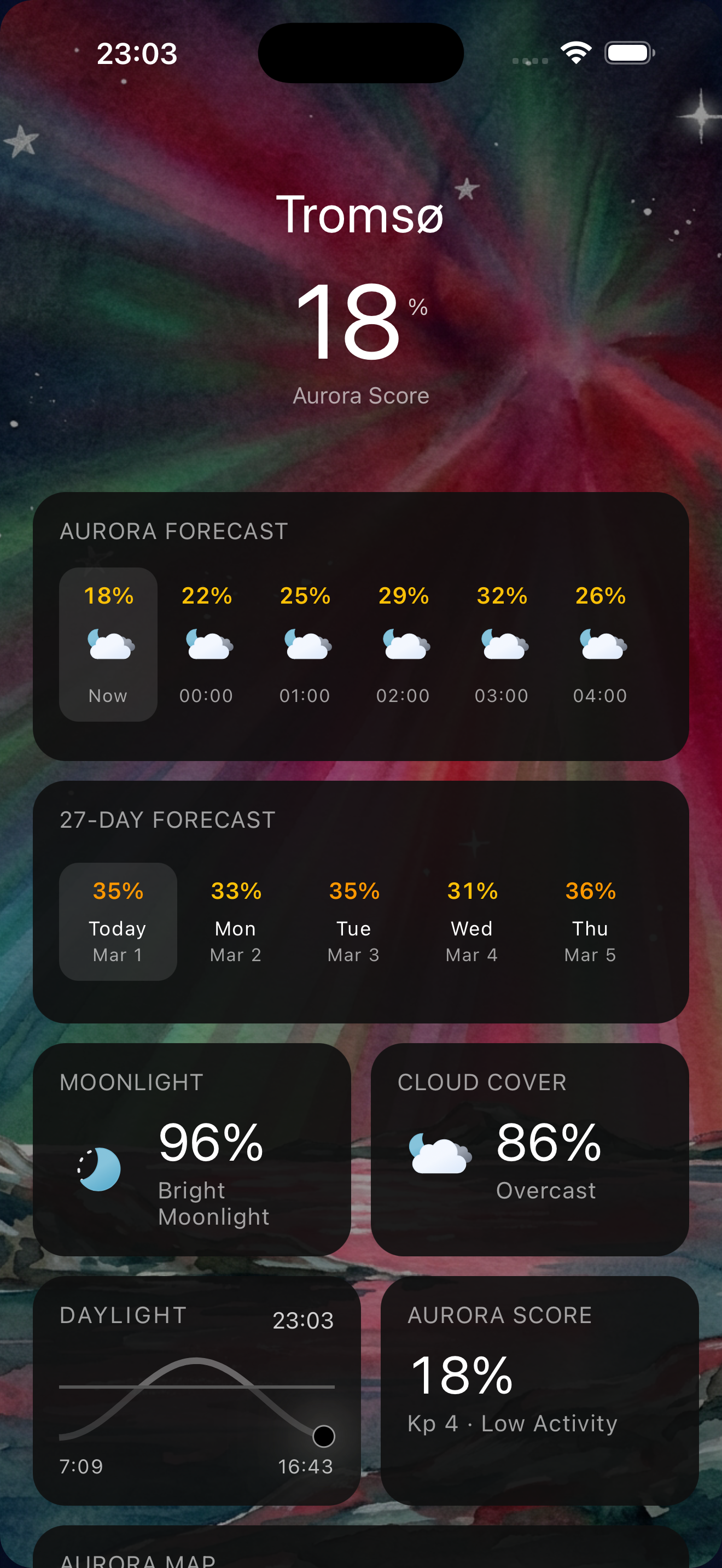 Auroracle app screenshot